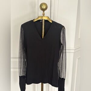 BNWOT Chic Black Sheer Sleeve top